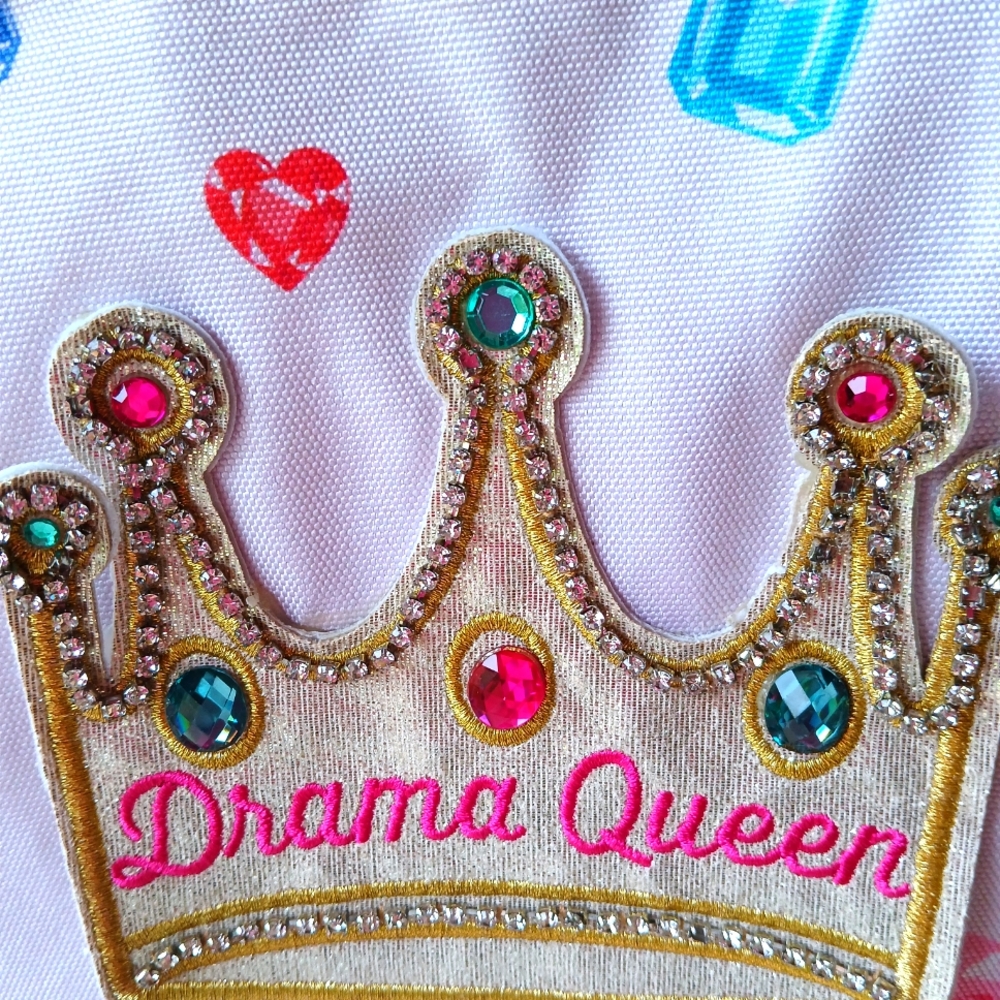 Bird And QUILL Drama Queen BLING Tote Bag QUEEN CROWN APPLIQUE Maximalist - Picture 2 of 8